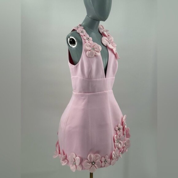 🆕 BRONX & BANCO 🧿 NWOT Estelle Floral Mini Dress, Blush Pink - Sz L US 8 - Picture 5 of 17